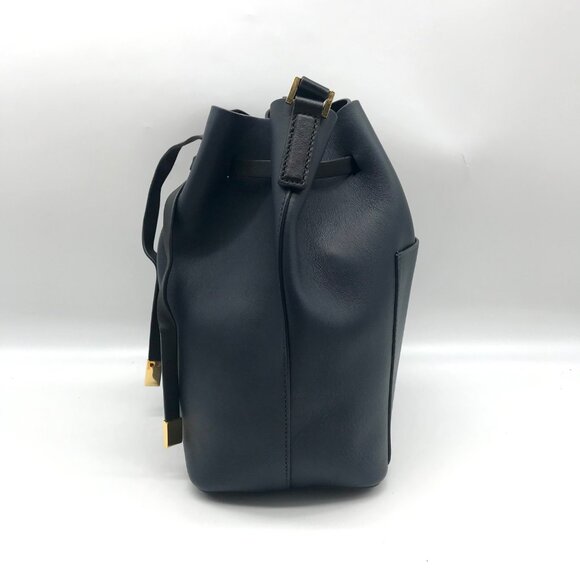 Michael Kors Miranda Adjustable Drawstring Dark Navy Bucket Bag - Picture 3 of 10